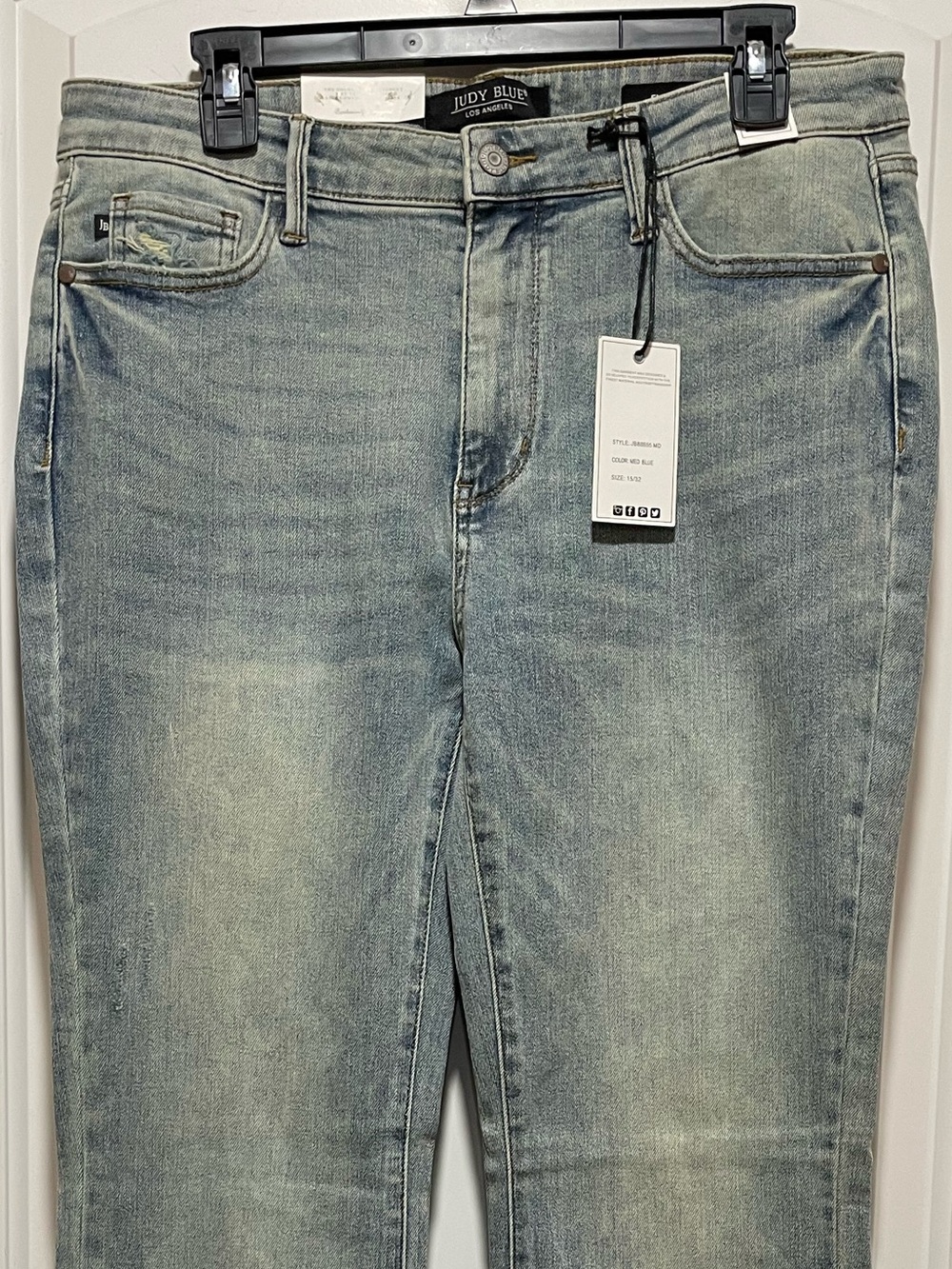 Judy Blue Retro Stretch! Mid Rise Tinted Pin Tack Detail Flare Jeans Sz 15 / 32 - Picture 4 of 16